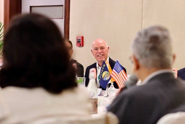 Montana Governor Greg Gianforte arrives in Sri Lanka